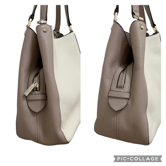 KATE SPADE Leather Leila triple compartment shoulder bag cream tan Colorblock - Picture 3 of 15
